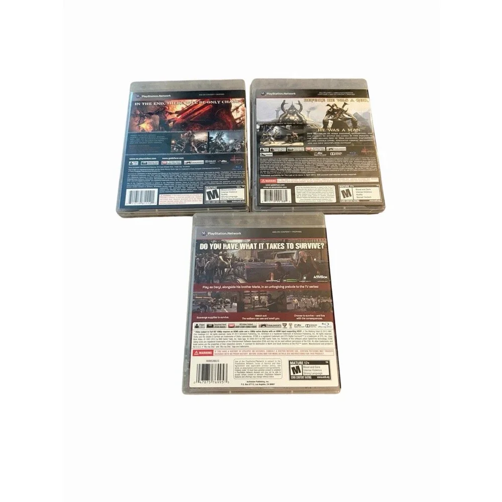 Lot 3 PS3 PlayStation 3 Games God Of War Ascension & III and Walking Dead